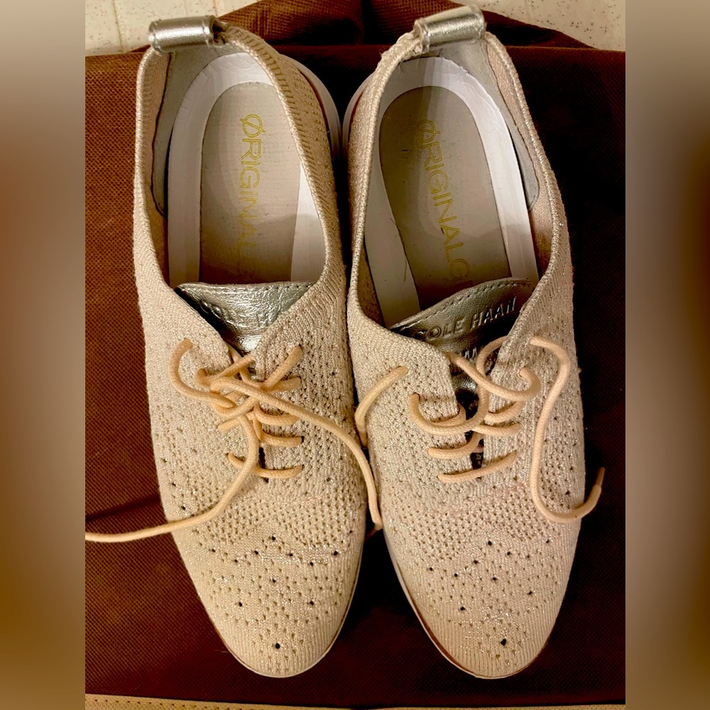 Cole Haan Zero Grand Wingtip Oxfords. Cream 6B